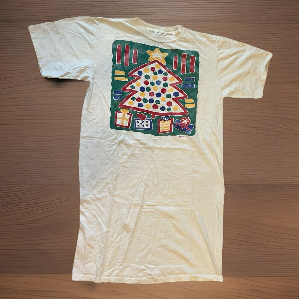 Vtg Christmas Holiday 90s Long Comic Sleep Art T-Shirt Tee Juli Designs OS
